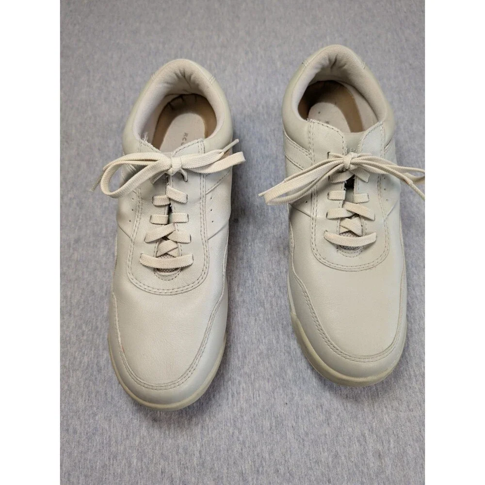 Rockport W7232M Men's Beige Leather Lace-Up Casual Sneakers US 9 EU 40 UK 7.5